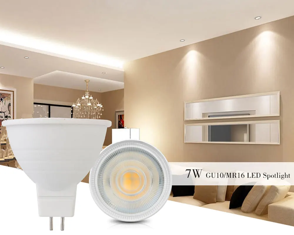 Dimmable Светодиодный точечный светильник GU10 7 Вт 220 В MR16 GU5.3 светодиодный светильник COB Чип 30 Угол луча Точечный светильник светодиодный светильник для Вниз настольная лампа