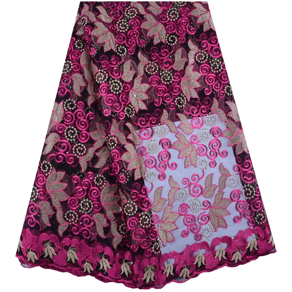 

Высококачественная французская сетчатая кружевная ткань, новейшая африканская Тюлевая кружевная ткань с вышивкой, красная гипюровая кружевная ткань с камнями S1179