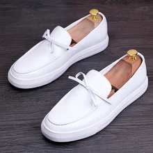 Италия Белый Пояса из натуральной кожи бабочка узел Для мужчин Tenis masculino Slip-On повседневная обувь новинка, обувь на плоской подошве Роскошные Мокасины Шлёпанцы для женщин для вождения