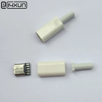 

5sets Micro USB 5Pin Female Plug Jack Connector With White Plastic Cover Welding Type 3 in 1 DIY Charging Plugs for Android