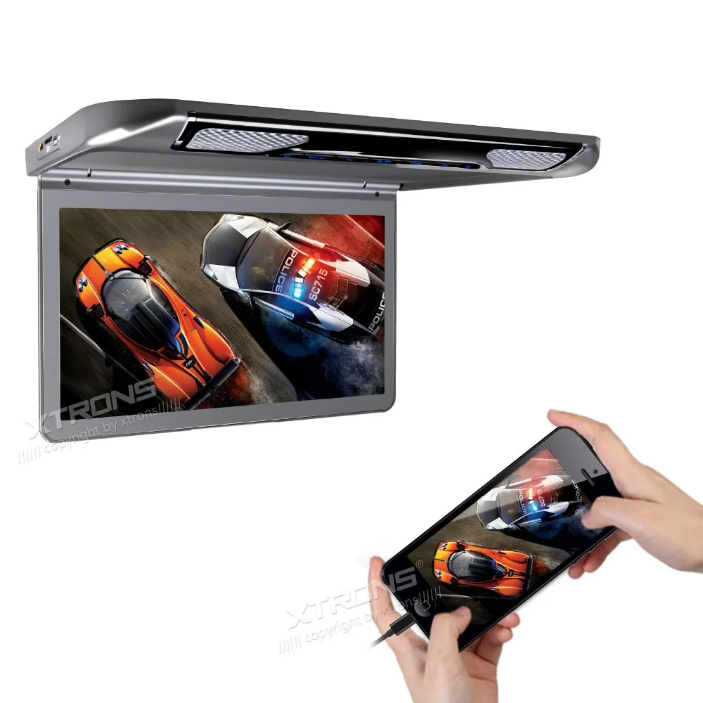  XTRONS 13.3" HD 1080P Video Car MPV Roof Flip Down Slim Monitor Overhead Player Wide Screen Ultra-thin with HDMI Input CM133HD 