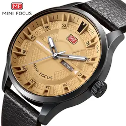 Minifocus Элитный бренд Для мужчин часы кожаный ремешок Для мужчин наручные кварцевые наручные часы Для мужчин Водонепроницаемый модные