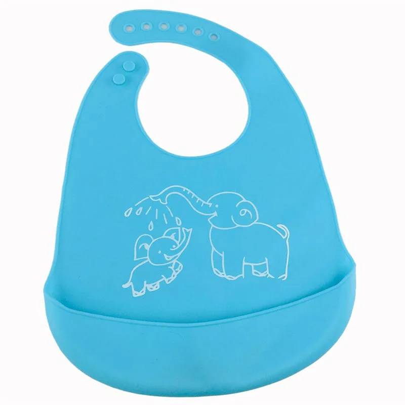 Silicone Bibs Feeding Baby Crumb Catcher Wipeable,Waterproof Pocket Bibs Toddler