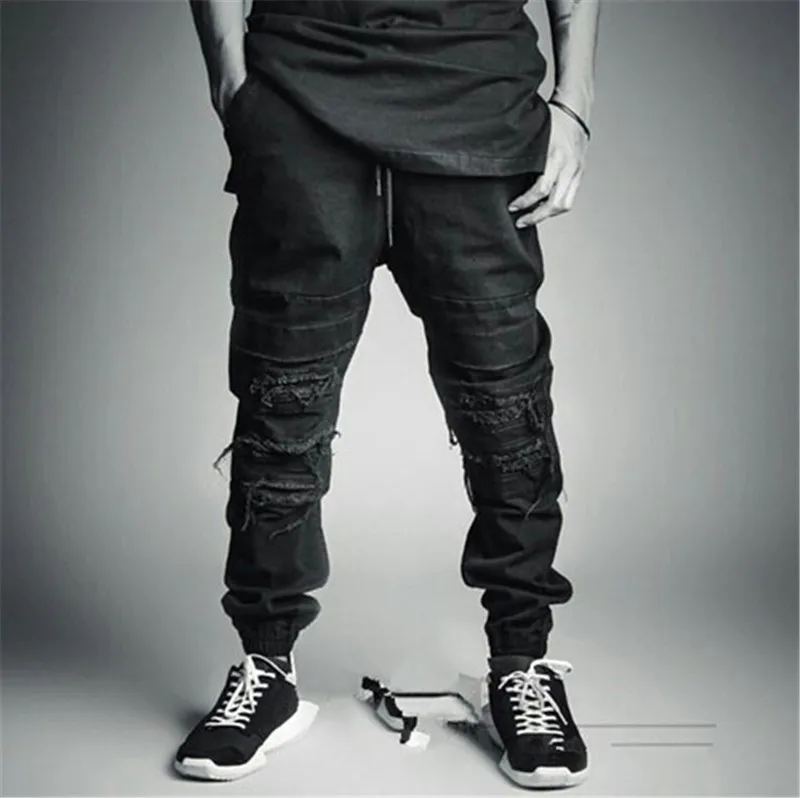 Fashion 2015 New Ripped Skinny Jeans Mens Personality Rock Style Jean Pants Slim Skinny Pants Distressed