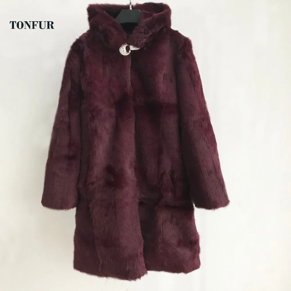 Длинное пальто из натурального кроличьего меха, Женское зимнее теплое пальто больших размеров, меховое пальто с капюшоном и карманами sr447