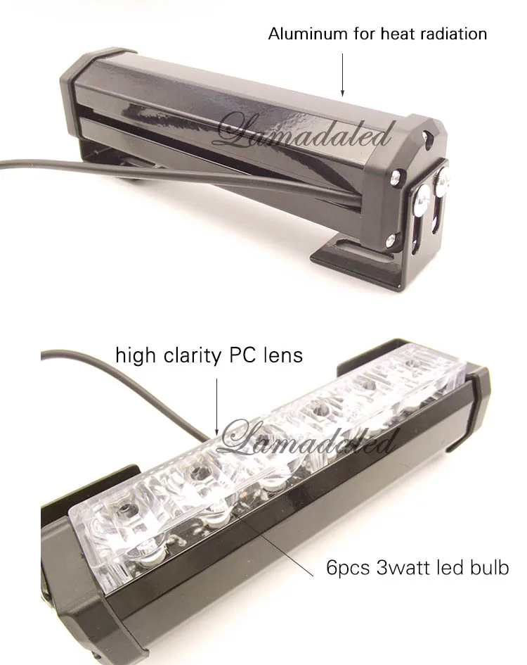  2pcs 16cm split led car grille strobe lights bar automobile flash lamp stroboscope police led warni - 32762824372