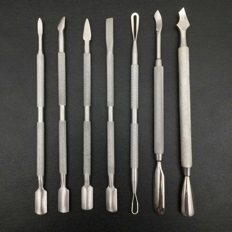 

Double Head 1pc Stainless Steel Cuticle Pusher Pedicure Care Tool Nail Dead Skin Pusher Spoon Double-ended Nail Care