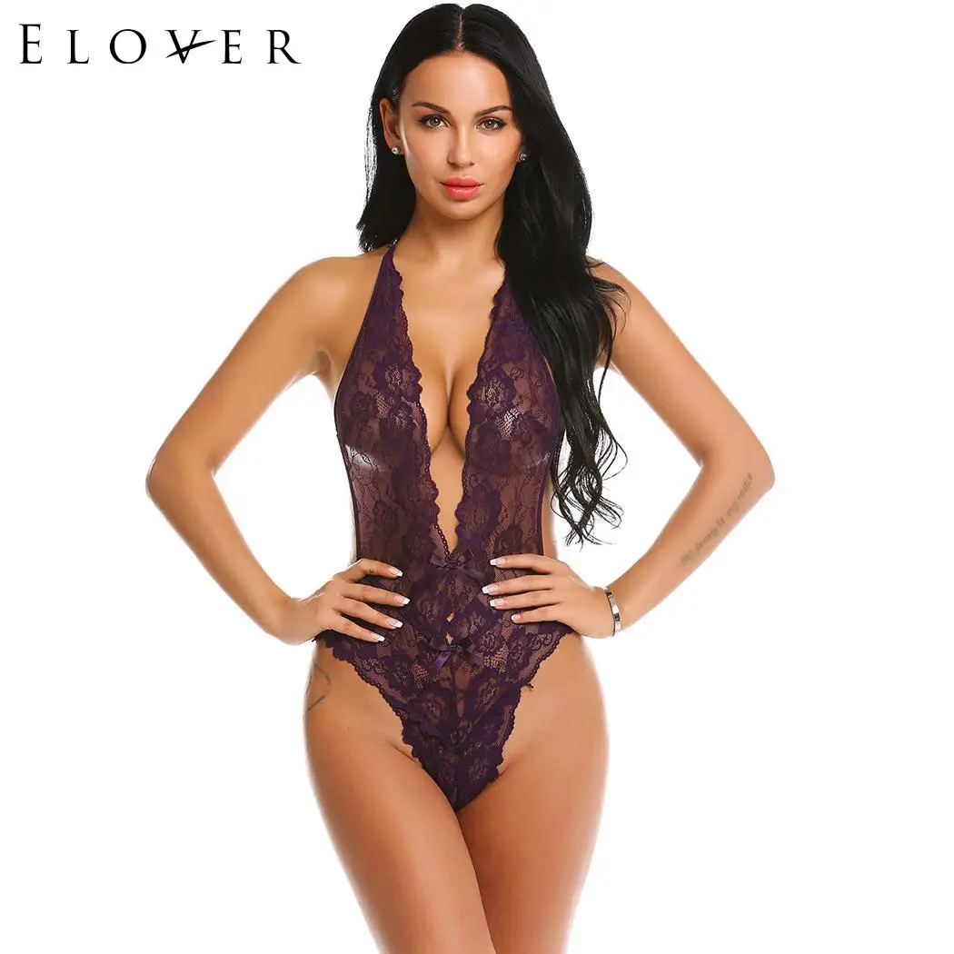 Elover encaje Promo disfraces lencería Sexy más tamaño Halter Backless Floral mujeres One Piece Bodysuit Tanga mujeres Elover encaje Promo disfraces lencería Sexy más tamaño Halter Backless Floral mujeres One Piece Bodysuit Tanga mujeres