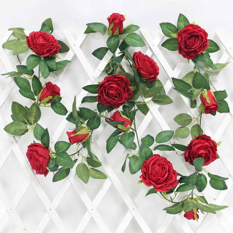 JAROWN Artificial 2m Multi Flower High Quality Rose Vine Fake Flower European Rose Home Wall Hanging Rattan Wedding Decor Flores (53)