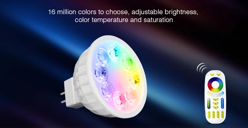 Milight MR16 пятно света DC12V 2.4 г Беспроводной затемнения светодиодный лампы RGB+ CCT светодиодный Spotlight smart Светодиодный светильник+ светодиодный удаленного