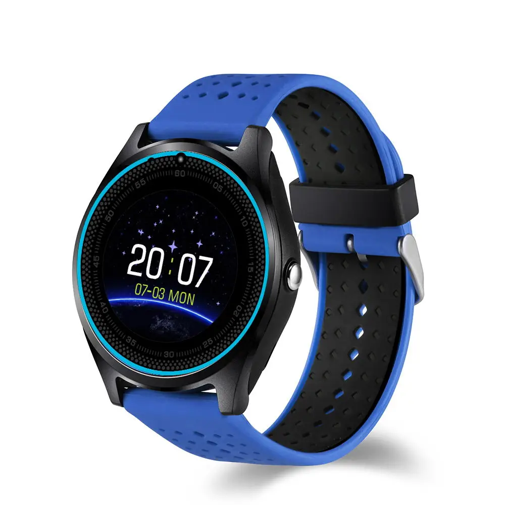 Bluetooth V9 Смарт-часы с поддержкой 2G SIM TF карты, умные часы с шагомером, спортивные мужские и женские Смарт-часы для Android pk dz09 Y1 V8 - Цвет: blue