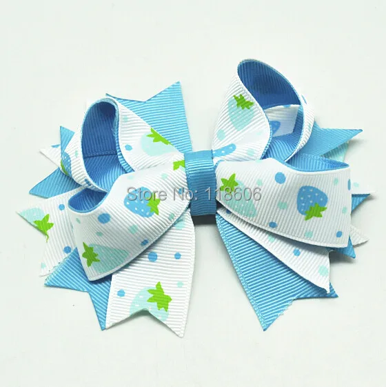 Ocean blue Strawberry boutique kids hair bow.jpg
