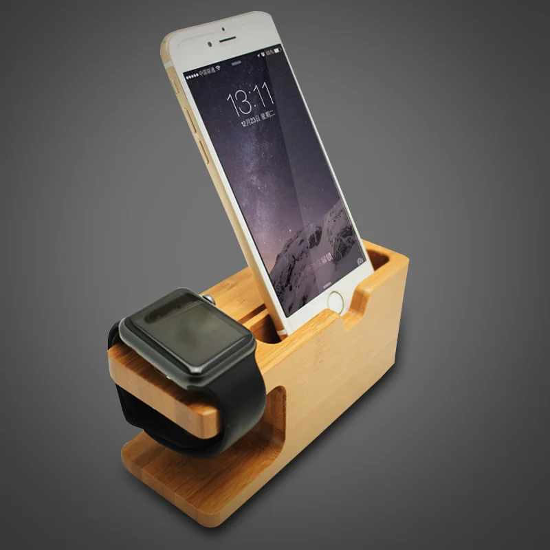 Natural Bamboo Stand Holder For Apple font b Watch b font 38mm 42mm Charger Station Dock