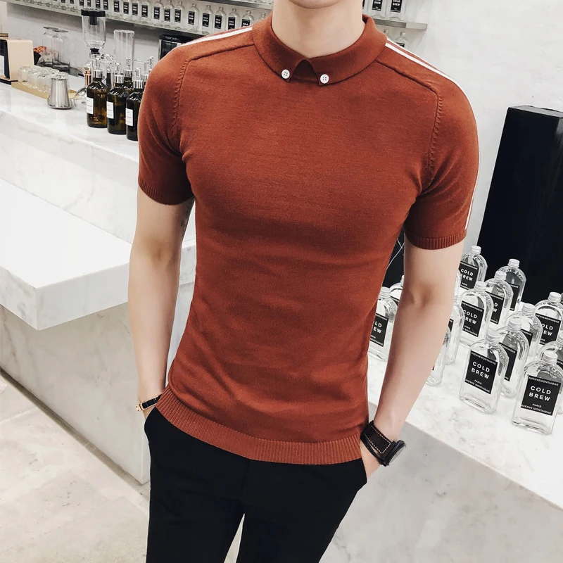 Fall 2018 Sweaters Short Sleeves Sweaters Mens Khaki Winter Sweaters Thick Pull-over Homme Black Chompa Para Hombre Fashion