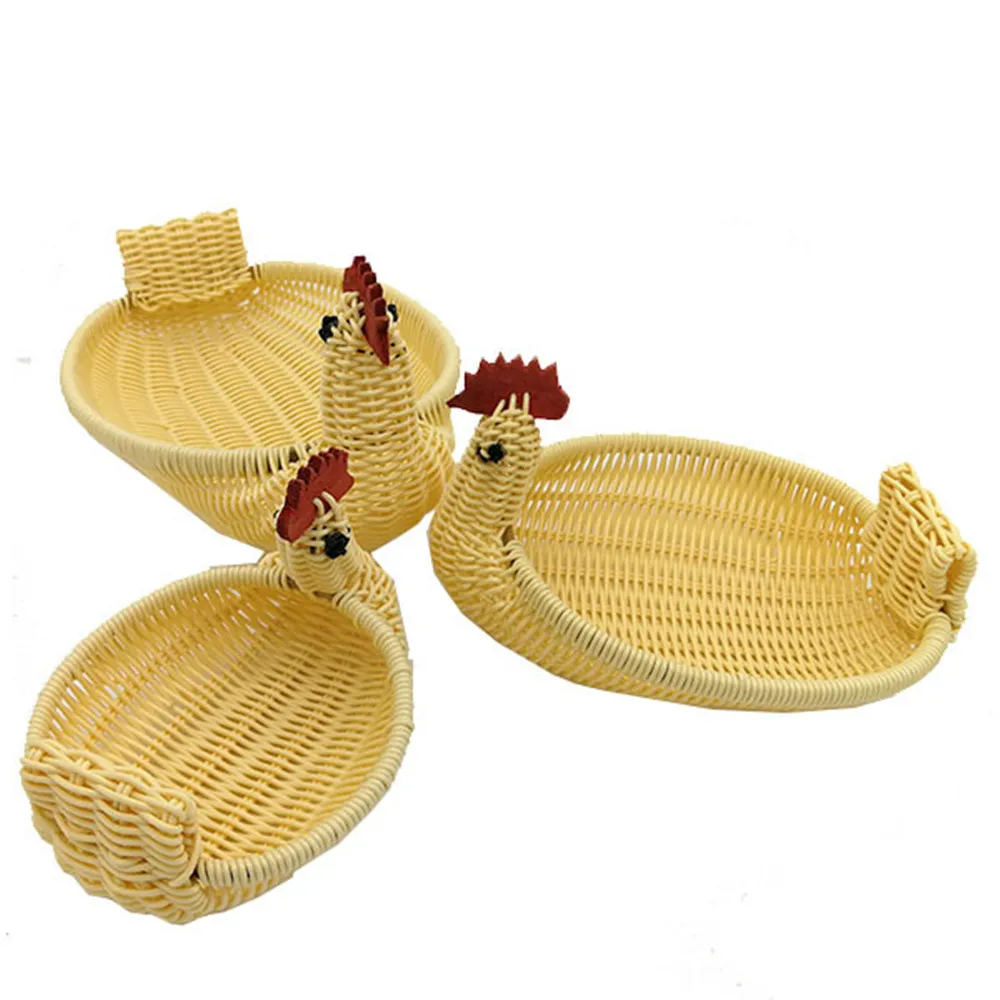 

6PCS Handmade Fruit Basket Home Rattan Restaurant Snack Dish Kitchen Desktop Storage Basket Food Bread Neatening Container Case
