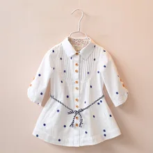Chemise Garcon Roupas Infantis Menina New 2016 Spring Children Embroidered And Sleeved Trend Style Kids Girl Trench 100-140cm