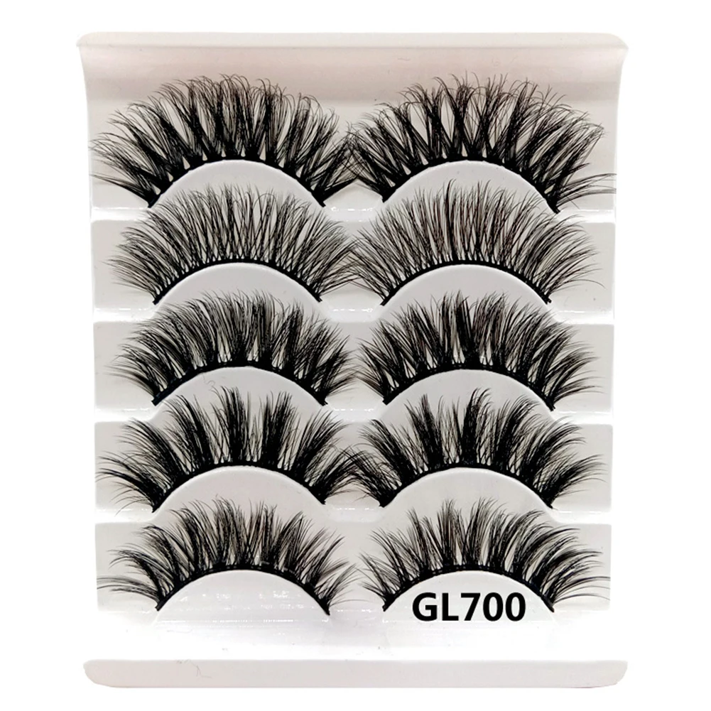 

5 Pairs Comfortable Gift Extension 3D Wispy False Eyelashes Women Fluffy Eye Lashes Long Natural Curly Make Up Soft Party