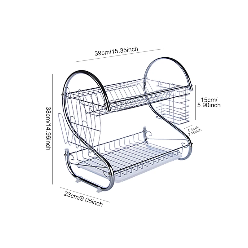 2 уровня сушильная стойка из нержавеющей стали для кухонного хранения подвесная корзина для мойки раковины Держатель для стока столовые приборы чашка разделочная доска полка