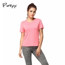 Pureyiyi быстросохнущая Рубашки йоги Для женщин Фитнес Спортивная Футболка короткий рукав тренажерный зал Футболки для девочек Йога Бег Топы корректирующие одноцветное Свитшот
