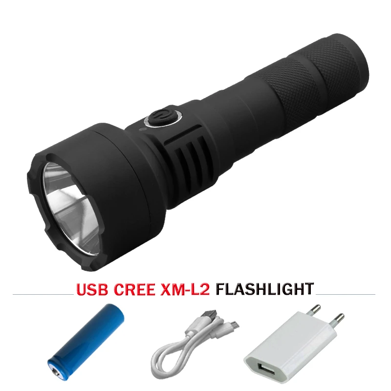 

usb flashlight cree xm l2 powerful led flashlight charge lanterna torch waterproof light 18650 battery Portable Lighting torch