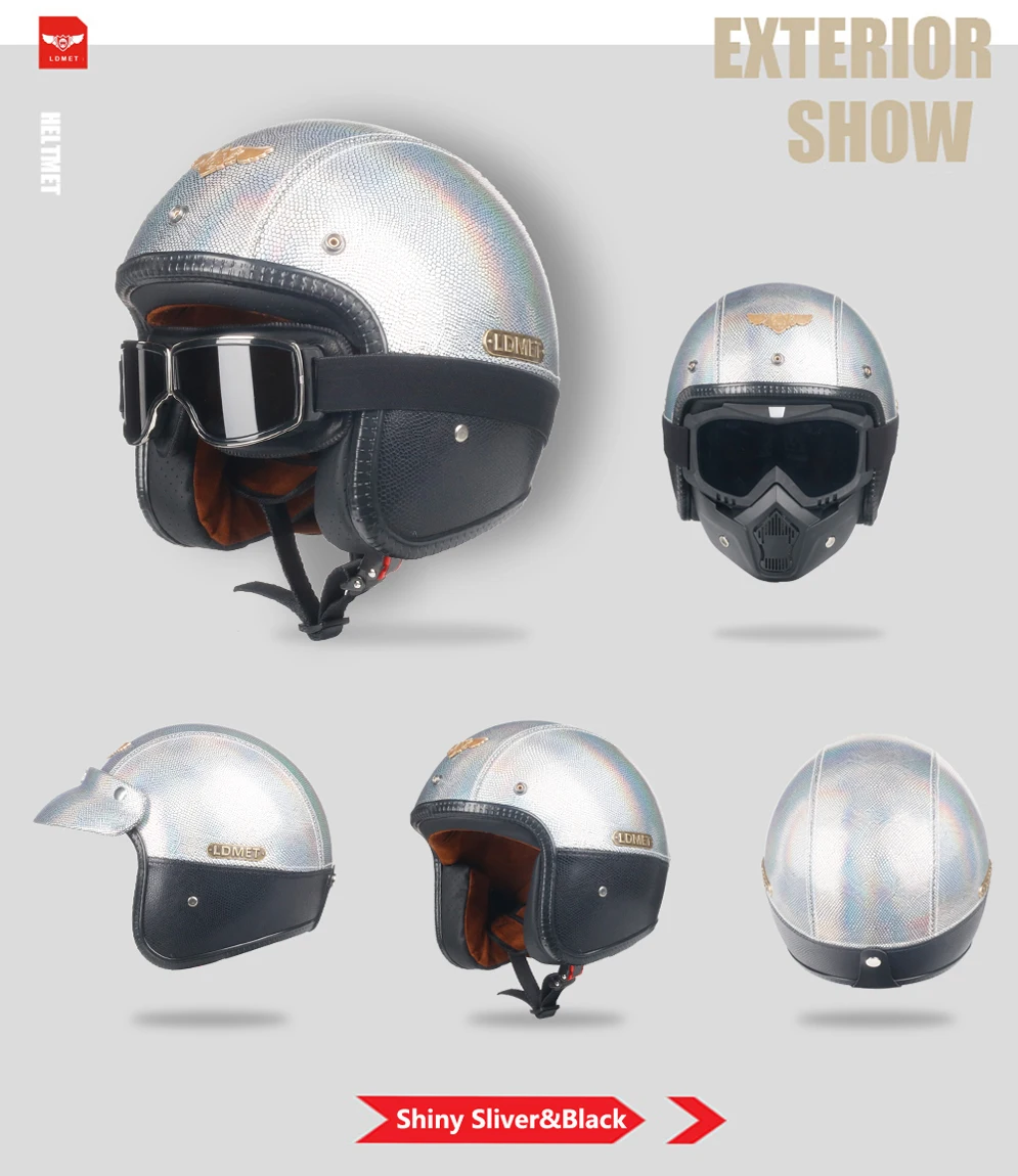 LDMET Кожа PU casco moto Винтаж moto rcycle шлем capacetes de moto ciclista панк Кафе racer с открытым лицом камуфляж