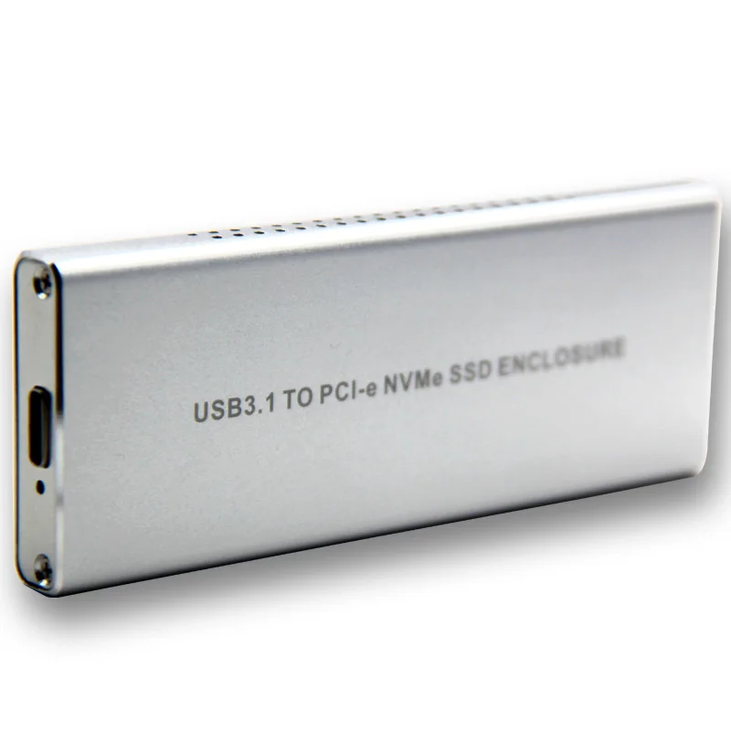 Серебристый алюминиевый чехол для жесткого диска USB3.1 к PCIE NVME M2 SSD корпус с кабелем