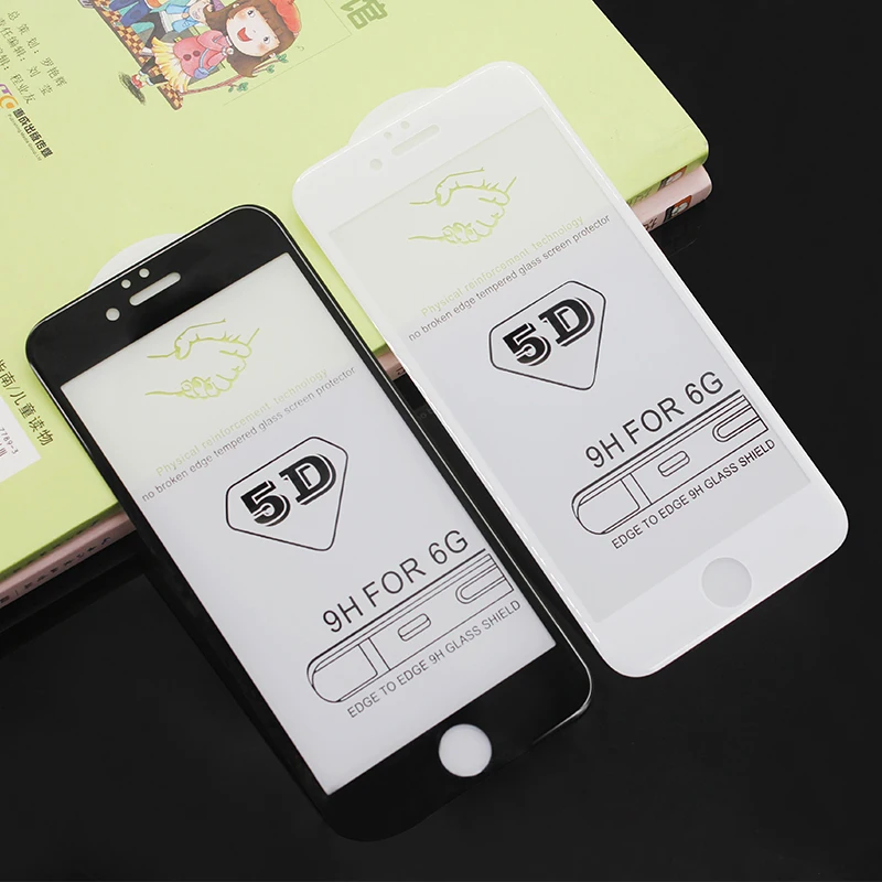 Закаленное стекло 5D с закругленными краями и полным покрытием для iPhone 6 6S 7 8 Plus