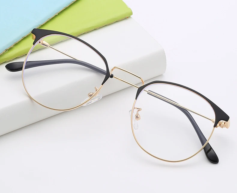 Для женщин ретро очки оправы для очков прозрачный оптические, при близорукости очки сплав оправы для очков из Бизнес человек Винтаж металлический каркас 650