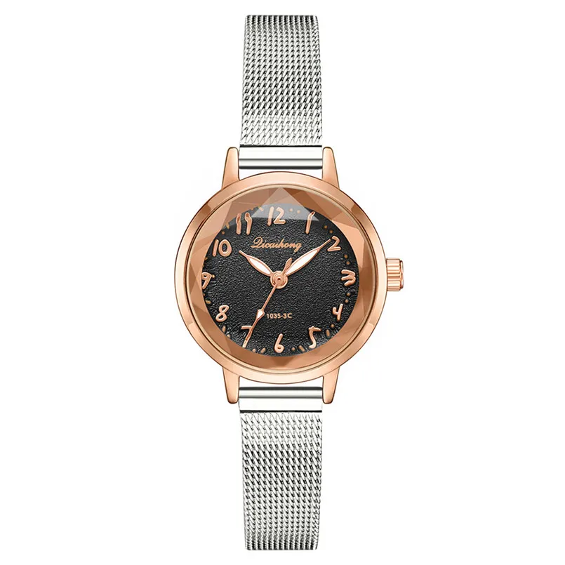 

Fashion Simple Pseudo Brick Stone Scale Silver Mesh With Quartz Women's Watch Mesh Bracelet Wrist Watch Ladies Dress Clock