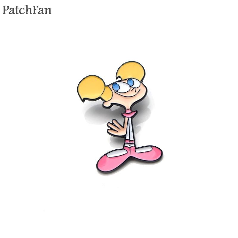 Patchfan Dexter's Lab Dee цинковый галстук мультфильм булавки броши для рюкзака, одежды для мужчин и женщин шляпа Декоративные значки медали A1521 - Цвет: 2