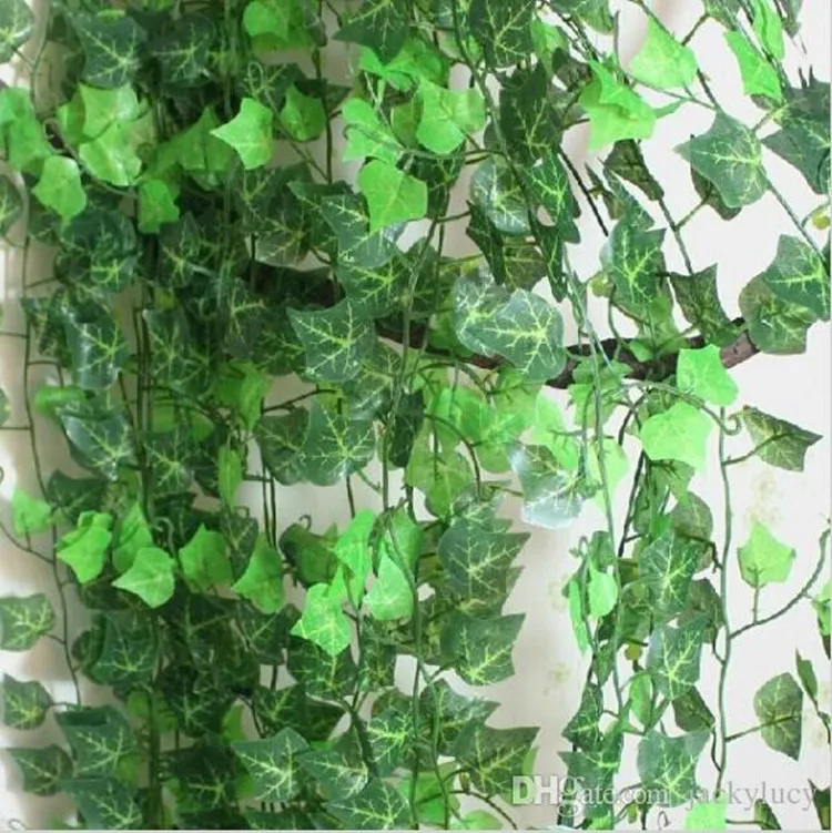 Длина 250 см Искусственный шелк моделирование скалолазание лозы зеленый лист плющ, ротанг для домашнего декора Бар Ресторан украшения - Цвет: Зеленый