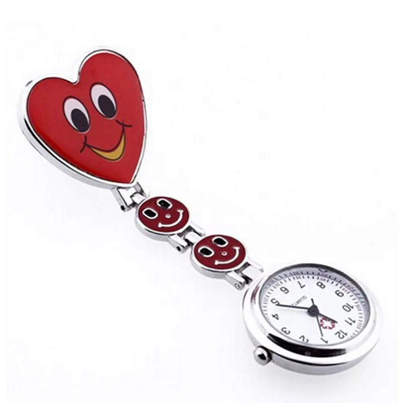 

High Quality Red Heart Shape Quartz Fashion Movement Nurse Brooch Tunic Pocket Watch Relojes de mujer