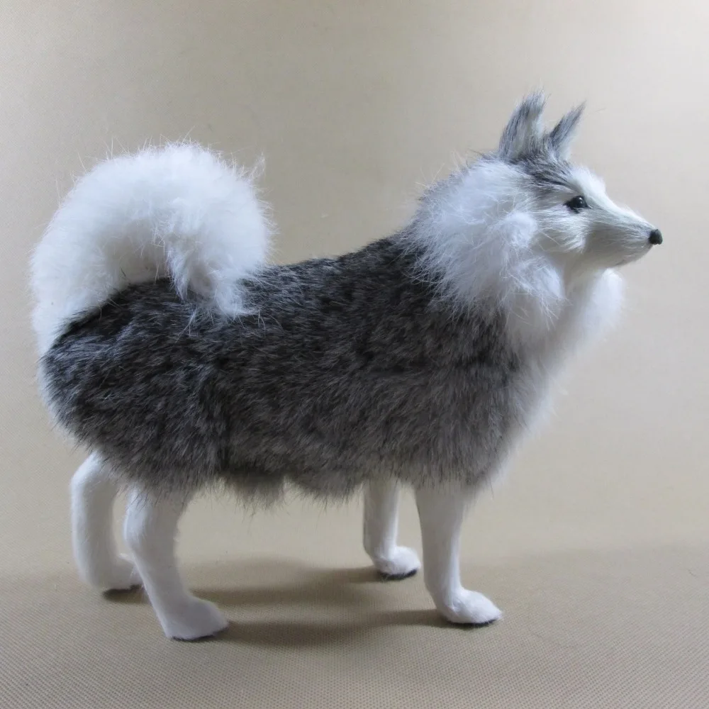 

simulation gray dog polyethylene & furs husky dog model doll gift about 20x10x13cm 306