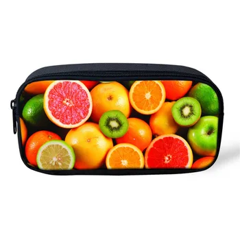 

THIKIN Women's Travel Make Up Bag 3D Fruits Printing Polyester Zipper Storage Bag for Students Kawaii Pen Cute School Pencil Bag