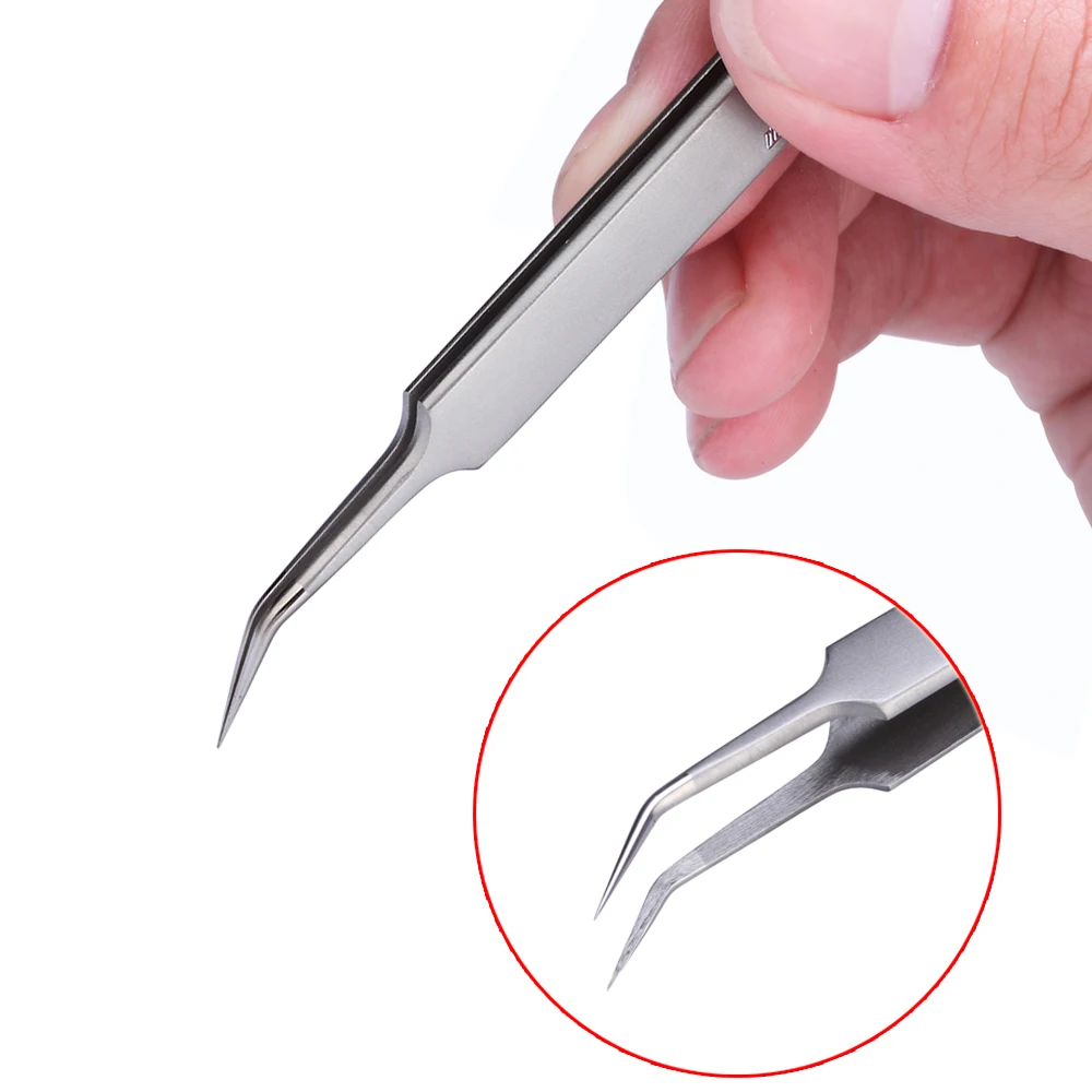 Precisión de acero inoxidable Pinzas Pinzetta curvado DIY Pinzas para herramientas de reparación del teléfono móvil