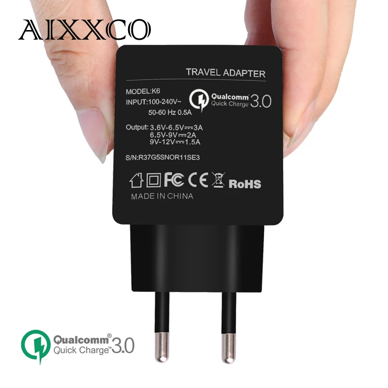 AIXXCO Quick Charge 3.0 (Quick Charge 2.0 Compatible)18W USB Charger Smart Fast Mobile Phone Charger QC3.0 for Samsung Xiaomi