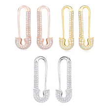 925 пробы Серебряный Франция три микро проложенные безопасные булавки Пульс ушные манжеты одиночные серьги CZ Кристалл бренд ювелирных изделий