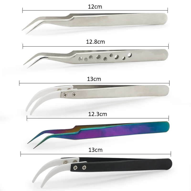 1 шт. пинцет для ногтей, стразы, инструмент для сбора, Изогнутый наконечник, кусачки, антистатический пинцет, стразы, инструмент для сбора, блестки, бусины