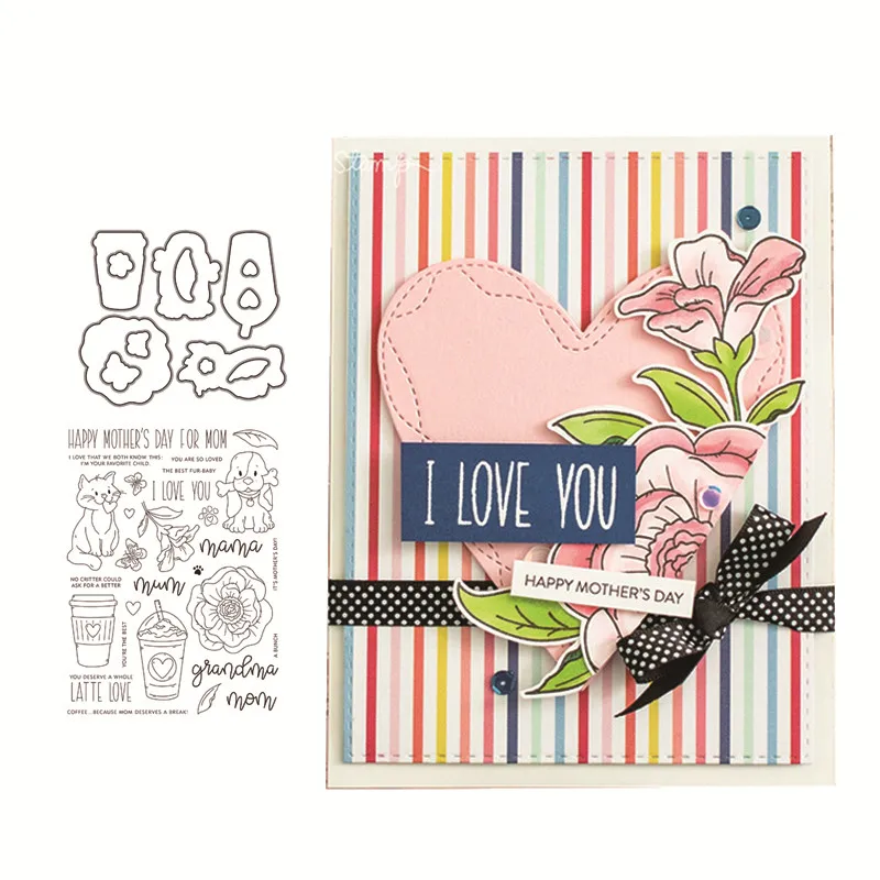 

Rosemary stamps Cat with Dogs Metal Cutting Dies and stamps DIY Scrapbooking Card Stencil Paper Craft Handmade Album Handbook