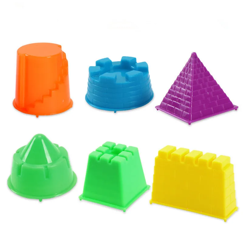 

2019 hot 6Pcs/Set Portable Castle Sand Clay Mold Building Pyramid Sandcastle Beach Sand Toy Baby Child Kid Model Building Kits