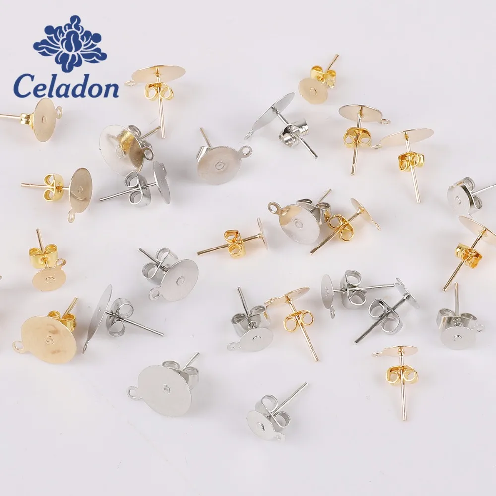

200pcs/lot Fit 6 8 10mm Earrings Posts Butterfly Scroll Back Stoppers Stud Earring Blank Base Gold/Silver DIY Jewelry Making