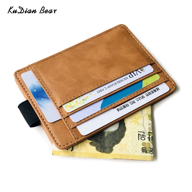 KUDIAN BEAR Men Card Holder PU Leather Vintage Designer Travel