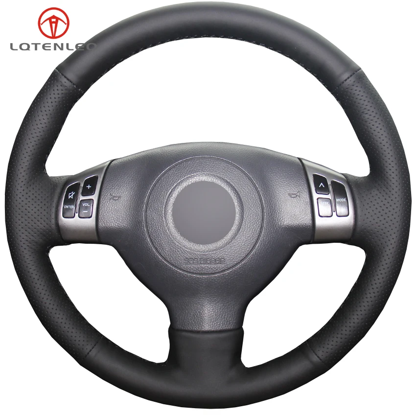

LQTENLEO Black Genuine Leather DIY Hand-stitched Car Steering Wheel Cover For Suzuki SX4 Alto Swift Old Swift Splash Opel Agila