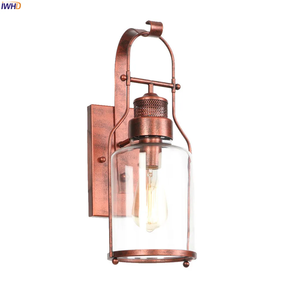 

IWHD Wandlamp Antique Vintage Wall Lamp Hallway Porch Stair Light Loft Industrial Decor Glass Edison Wall Sconce Applique Murale