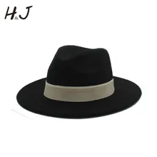 Шерстяная женская мужская фетровая шляпа Федора с широкими полями Chapeu Feminino Jazz Hat для леди Outback шляпы сомбреро размер 56-58 см