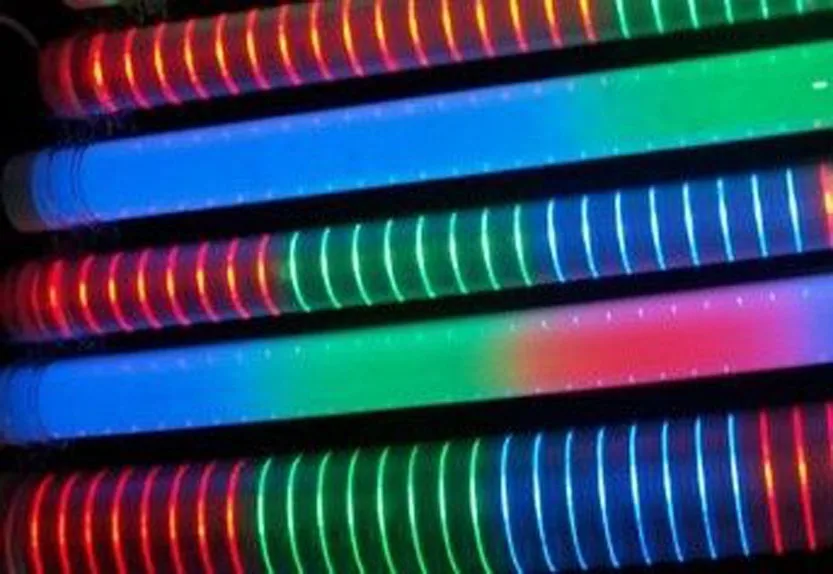 50 шт./лот светодиодная цифровая трубка RGB Led ламповый светильник 6 пикселей 12 Вт Светодиодная трубка 8 пикселей для украшения зданий+ адаптер питания+ contro