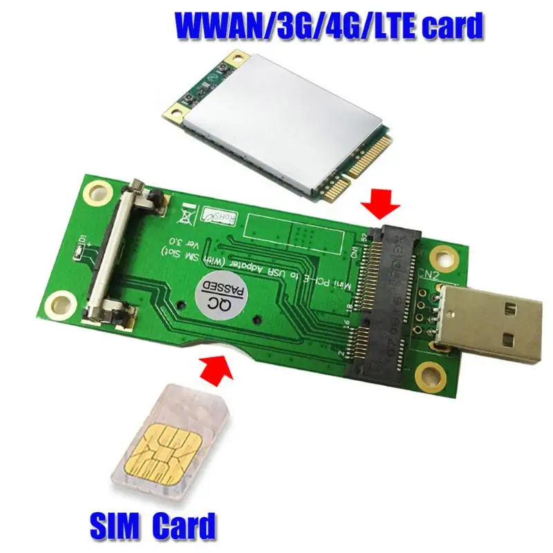 Mini PCI E к USB адаптеру с разъемом для 8 контактной SIM карты модуля WWAN/LTE мини карта