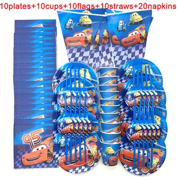 

60PCS/LOT Disney Cars Kids Birthday Party The Car Macqueen Party Decoration Sets Paper Garland Plates Cups Baby Shower Supplies
