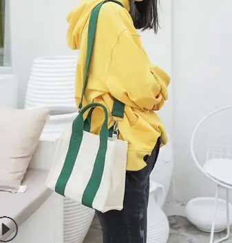 

2018 new hit color canvas shoulder bag Korean wild portable Messenger small square bag
