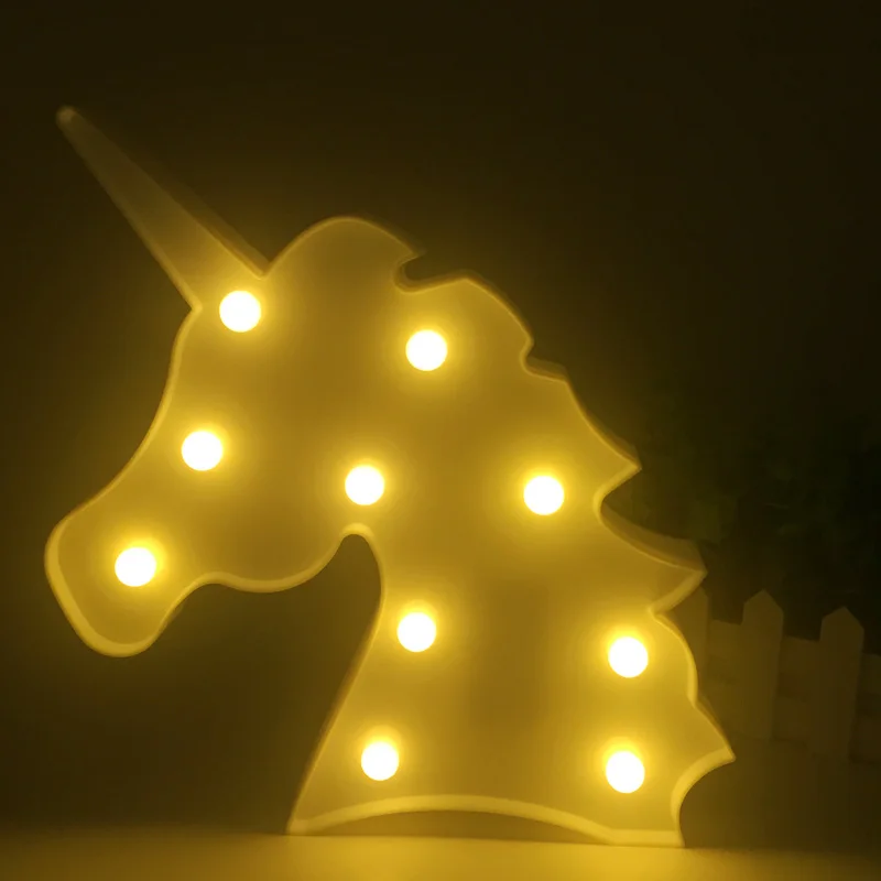 REEDBUCK 3D Unicorn Head Led Night Lights Animal Marquee Lamps Kids Gift Bedroom Table Led Lamp Party Wedding Home Decoration  (11)